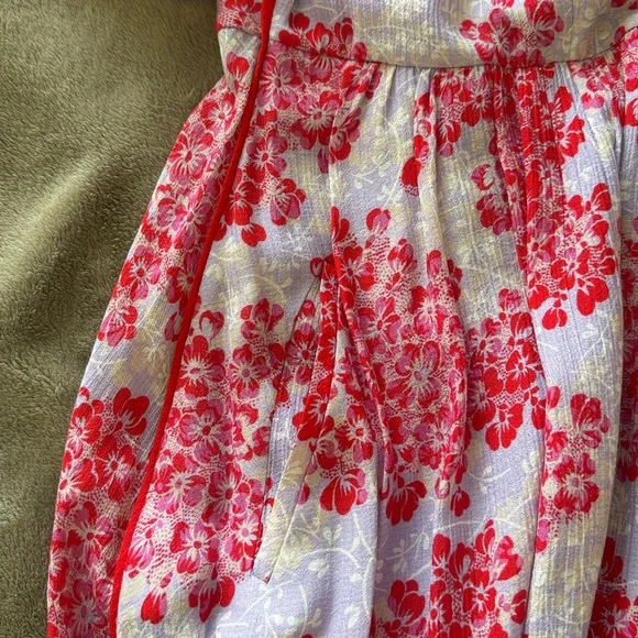 ME+EM 2 Layered Violets Print Midi Dress EUC Belt Lined Floral Fit Flare - Picture 14 of 16